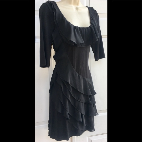 Black Asymmetric Chiffon Dress